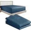 imageCalifornia Design Den 3Piece Bundle  Fitted Sheet with 2 Pillowcases 400 Thread Count 100 Cotton Sateen Deep Pockets Twin Size Peacock Blue