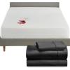 imageCalifornia Design Den 4 Piece Twin Size Sheet Set Black and Waterproof Mattress Protector White Bundle  400 Thread Count 100 Cotton Sateen 3 Piece Sheet Set with 1 Mattress Protector