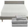 imageCalifornia Design Den 5 Piece Bedding Bundle  4 Piece Sheet Set 400 Thread Count 100 Cotton Sateen with 1 Mattress Protector King Light Gray