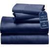 imageCalifornia Design Den 5 Piece Twin Size Sheet Set with 3 Pillowcases  Soft 100 Cotton Sateen Navy Blue