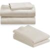 imageCalifornia Design Den 5 Piece Twin Size Sheet Set with 3 Pillowcases 600 Thread Count 100 Cotton Sateen Ivory