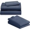imageCalifornia Design Den 5 Piece Twin Size Sheet Set with 3 Pillowcases 600 Thread Count 100 Cotton Sateen Navy Blue