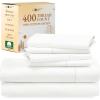 imageCalifornia Design Den 6 Piece King Size Sheet Set with 4 Pillowcases 400 Thread Count 100 Cotton Sateen Ivory