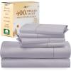 imageCalifornia Design Den 6 Piece King Size Sheet Set with 4 Pillowcases 400 Thread Count 100 Cotton Sateen Lavender Gray
