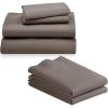 imageCalifornia Design Den 6 Piece King Size Sheet Set with 4 Pillowcases 600 Thread Count 100 Cotton Sateen Brown