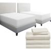 imageCalifornia Design Den 7 Piece Bedding Bundle  5 Piece Ivory Sheet Set 800 Thread Count 100 Cotton Sateen with 2 White Mattress Protectors  Split King