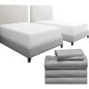 imageCalifornia Design Den 7 Piece Bedding Bundle  5 Piece Light Grey Sheet Set 800 Thread Count 100 Cotton Sateen with 2 White Mattress Protectors  Split King