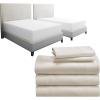 imageCalifornia Design Den 7 Piece Split King Size Sheet Set Ivory and Waterproof Mattress Protector White Bundle  600 Thread Count 100 Cotton Sateen 5 Piece Sheet Set with 1 Mattress Protector