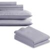 imageCalifornia Design Den Bedding Bundle  Split King Striped Sheet Set with 3 Pillowcases 500 Thread Count 100 Cotton Sateen Lavendar Striped