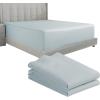 imageCalifornia Design Den Bedding Bundle  Twin Fitted Sheet with 2 Pillowcases 600 Thread Count 100 Cotton Sateen Blue