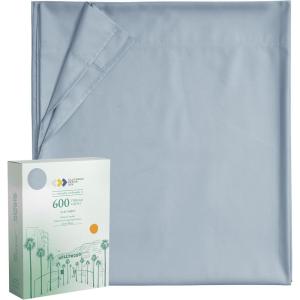 imageBlue Flat Sheet California King  600 Thread Count 100 Real Cotton Hotel Quality 1 Piece Top Sheet Luxe Sateen Weave BedsheetBlue
