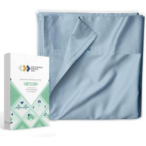 imageBlue Flat Sheet California King  600 Thread Count 100 Real Cotton Hotel Quality 1 Piece Top Sheet Luxe Sateen Weave BedsheetPastel Blue