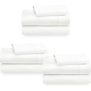 imageCalifornia Design Den 3Pack Sheet Sets 400 Thread Count 100 Cotton Sateen Deep Pocket Includes 3 Fitted Sheets 3 Flat Sheets and 3 Pillowcases Twin Ivory