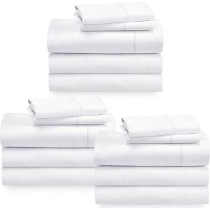 imageCalifornia Design Den 3Pack Sheet Sets 400 Thread Count 100 Cotton Sateen Deep Pocket Includes 6 Fitted Sheets 3 Flat Sheets and 6 Pillowcases SplitKing White