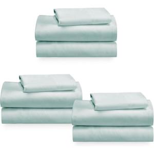 imageCalifornia Design Den 3Pack Twin Sheet Sets 100 Cotton Sateen Includes 3 Flat 3 Fitted ampamp 3 Pillowcases Seafoam