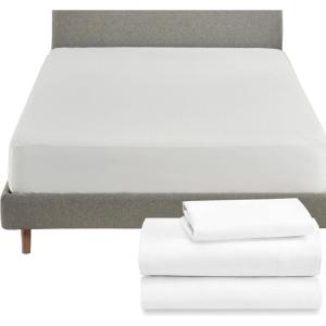 imageCalifornia Design Den 4 Piece Twin Size Sheet Set and Waterproof Mattress Protector Bundle  Rayon from Bamboo Sateen 3 Piece Sheet Set with 1 Mattress Protector White