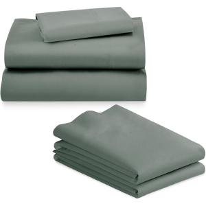 imageCalifornia Design Den 5 Piece Twin Size Sheet Set with 3 Pillowcases 600 Thread Count 100 Cotton Sateen Sage Green