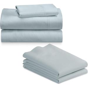 imageCalifornia Design Den 5 Piece Twin Size Sheet Set with 3 Pillowcases 600 Thread Count 100 Cotton Sateen Seafoam