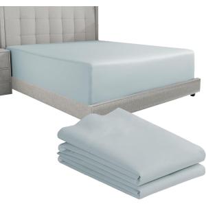 imageCalifornia Design Den Bedding Bundle  Twin Fitted Sheet with 2 Pillowcases 600 Thread Count 100 Cotton Sateen Blue