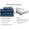 image7 Piece Split King Size Sheet Set Peacock Blue and Waterproof Mattress Protector White Bundle  400 Thread Count 100 Cotton Sateen 5 Piece Sheet Set with 1 Mattress Protector