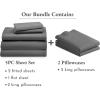 image7 Piece Split King Size Sheet Set with 4 Pillowcases 600 Thread Count 100 Cotton Sateen Grey