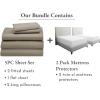 imageCalifornia Design Den 7 Piece Split King Size Sheet Set Taupe and Waterproof Mattress Protector White Bundle  600 Thread Count 100 Cotton Sateen 5 Piece Sheet Set with 1 Mattress Protector