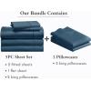 imageCalifornia Design Den 7 Piece Split King Size Sheet Set with 4 Pillowcases 400 Thread Count 100 Cotton Sateen Peacock Blue