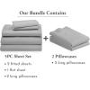 imageCalifornia Design Den 7 Piece Split King Size Sheet Set with 4 Pillowcases 600 Thread Count 100 Cotton Sateen Light Grey