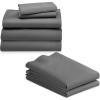 image7 Piece Split King Size Sheet Set with 4 Pillowcases 600 Thread Count 100 Cotton Sateen Grey