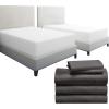 imageCalifornia Design Den 7 Piece Bedding Bundle  5 Piece Grey Sheet Set 800 Thread Count 100 Cotton Sateen with 2 White Mattress Protectors  Split King