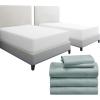 imageCalifornia Design Den 7 Piece Bedding Bundle  5 Piece Soft Teal Sheet Set 800 Thread Count 100 Cotton Sateen with 2 White Mattress Protectors  Split King