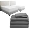 imageCalifornia Design Den 7 Piece Split King Size Sheet Set Grey and Waterproof Mattress Protector White Bundle  600 Thread Count 100 Cotton Sateen 5 Piece Sheet Set with 1 Mattress Protector