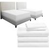 imageCalifornia Design Den 7 Piece Split King Size Sheet Set and Waterproof Mattress Protector Bundle  600 Thread Count 100 Cotton Sateen 5 Piece Sheet Set with 1 Mattress Protector White