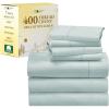imageCalifornia Design Den 7 Piece Split King Size Sheet Set with 4 Pillowcases 400 Thread Count 100 Cotton Sateen Seafoam