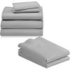 imageCalifornia Design Den 7 Piece Split King Size Sheet Set with 4 Pillowcases 600 Thread Count 100 Cotton Sateen Light Grey