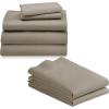 imageCalifornia Design Den 7 Piece Split King Size Sheet Set with 4 Pillowcases 600 Thread Count 100 Cotton Sateen Taupe