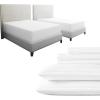 imageCalifornia Design Den 7 Piece Split King Size Stripped Sheet Set and Waterproof Mattress Protector Bundle  500 Thread Count 100 Cotton Sateen 5 Piece Sheet Set with 2 Mattress Protectors White