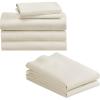 imageCalifornia Design Den Bedding Bundle  Split King Sheet Set with 4 Pillowcases 500 Thread Count 100 Cotton Sateen Ivory