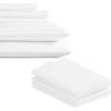 imageCalifornia Design Den Bedding Bundle  Split King Striped Sheet Set with 3 Pillowcases 500 Thread Count 100 Cotton Sateen White Striped