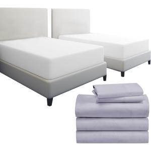 imageCalifornia Design Den 7 Piece Bedding Bundle  5 Piece Lavender Sheet Set 800 Thread Count 100 Cotton Sateen with 2 White Mattress Protectors  Split King