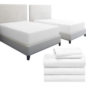 imageCalifornia Design Den 7 Piece Bedding Bundle  5 Piece White Sheet Set 800 Thread Count 100 Cotton Sateen with 2 White Mattress Protectors  Split King