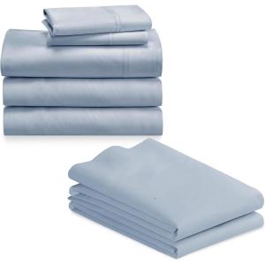 imageCalifornia Design Den 7 Piece Split King Size Sheet Set with 4 Pillowcases 600 Thread Count 100 Cotton Sateen Blue