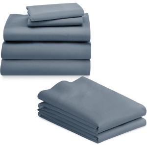 imageCalifornia Design Den 7 Piece Split King Size Sheet Set with 4 Pillowcases 600 Thread Count 100 Cotton Sateen Pastel Blue