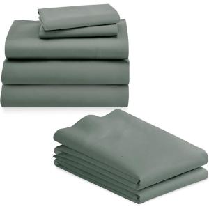 imageCalifornia Design Den 7 Piece Split King Size Sheet Set with 4 Pillowcases 600 Thread Count 100 Cotton Sateen Sage Green