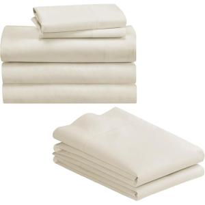imageCalifornia Design Den Bedding Bundle  Split King Sheet Set with 4 Pillowcases 500 Thread Count 100 Cotton Sateen Ivory