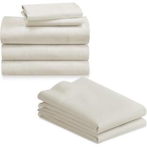 imageCalifornia Design Den Bedding Bundle  Split King Sheet Set with 4 Pillowcases 800 Thread Count 100 Cotton Sateen Ivory