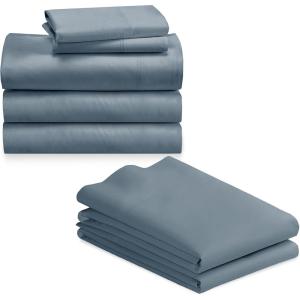 imageCalifornia Design Den Bedding Bundle  Split King Sheet Set with 4 Pillowcases 800 Thread Count 100 Cotton Sateen Steel Blue
