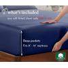 imageCalifornia Design Den 2Pack Twin Fitted Sheets Only  Soft 100 Cotton Durable Sateen Deep Pocket White Twin Fitted Sheet with AllAround Elastic  White08  Navy Blue