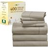 imageCalifornia Design Den 7 Piece Split King Size Sheet Set with 4 Pillowcases 400 Thread Count 100 Cotton Sateen Taupe