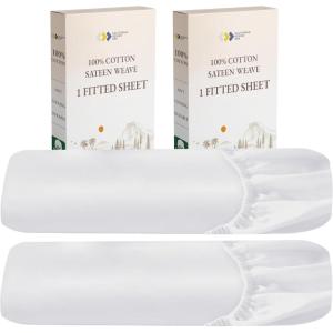 imageCalifornia Design Den 2Pack Twin Fitted Sheets Only  Soft 100 Cotton Durable Sateen Deep Pocket White Twin Fitted Sheet with AllAround Elastic  White01  Bright White